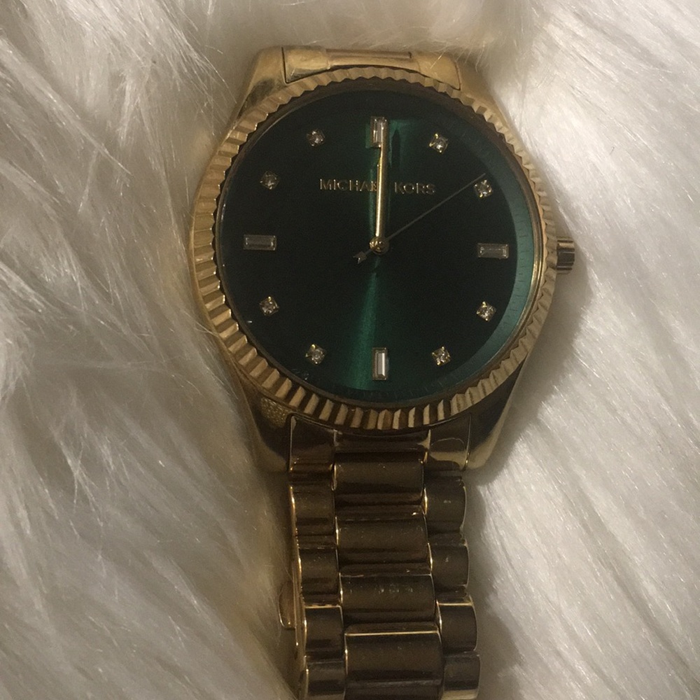 Michael Kors Stainless Steel Gold Watch Green Face